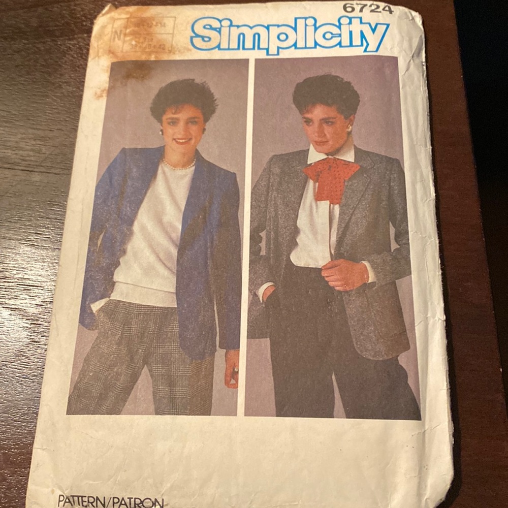 Simplicity 6724 Pattern Jacket Size 10 12 14 Miss Vintage